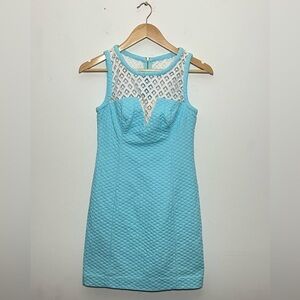 Lily PULITZER Shift Dress Women’s size XS Blue with Lace Trim Wedding Guest